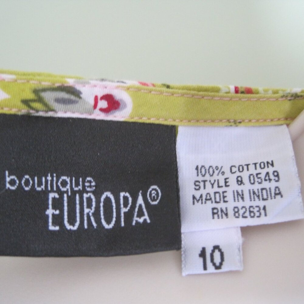 BOUTIQUE EUROPA - WOMANS PINK/GREEN FLORAL LACE BUTTON TANK TOP- SIZE 10 - Picture 7 of 7